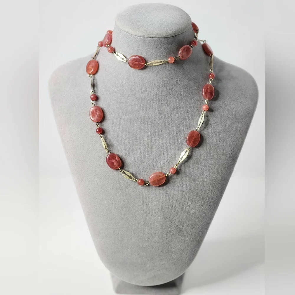 Vintage Pink Lucite Linked Necklace